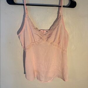 Y2K vintage baby pink lace top